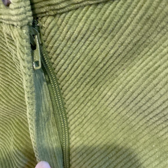 Talbots Petites Cord Stretch corduroy green skirt zip button 2 pockets wale 2 - Picture 10 of 11